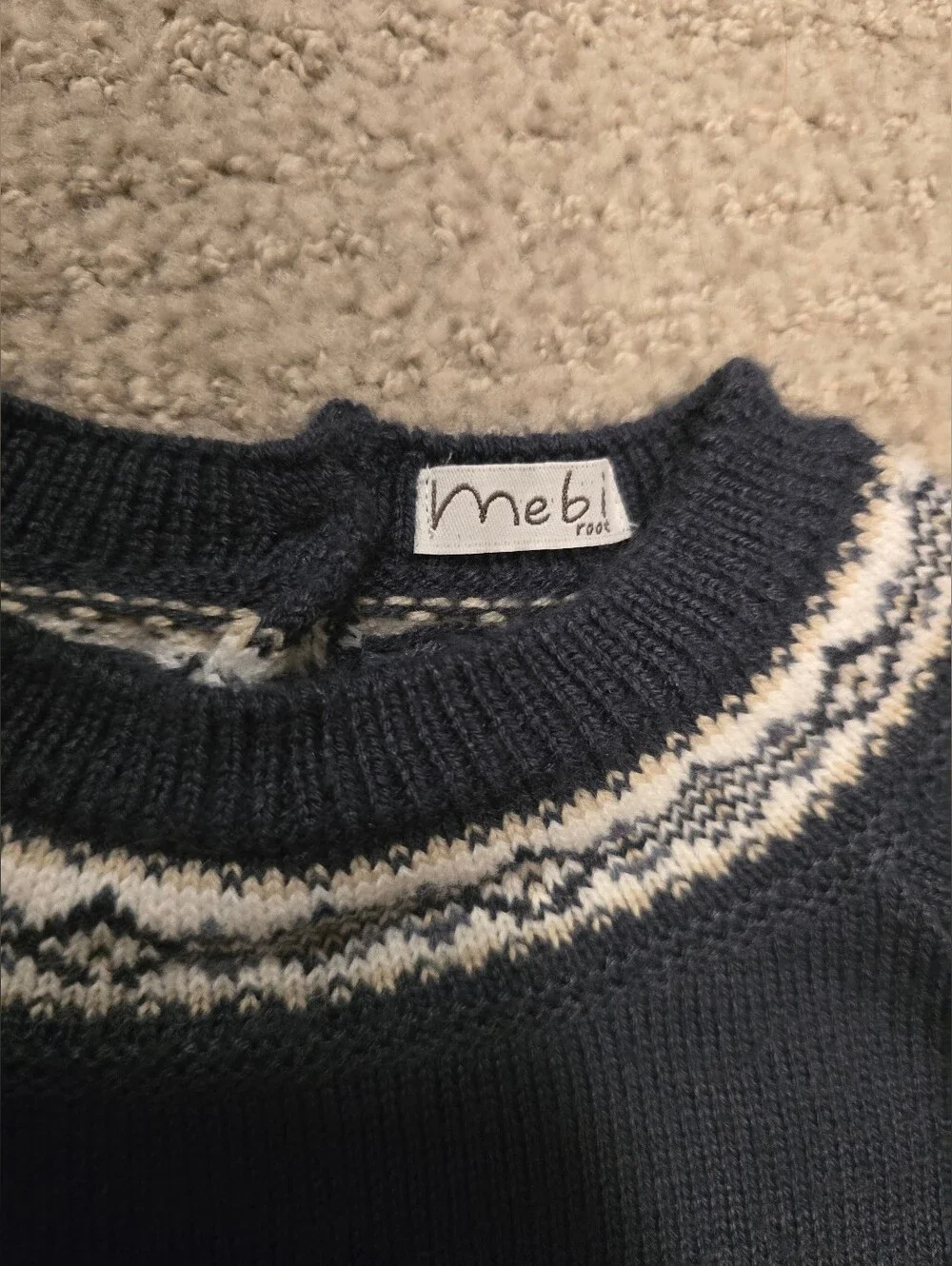 Mebi Kids Navy Fair Isle Sweater Outfit - Classic Knit Set